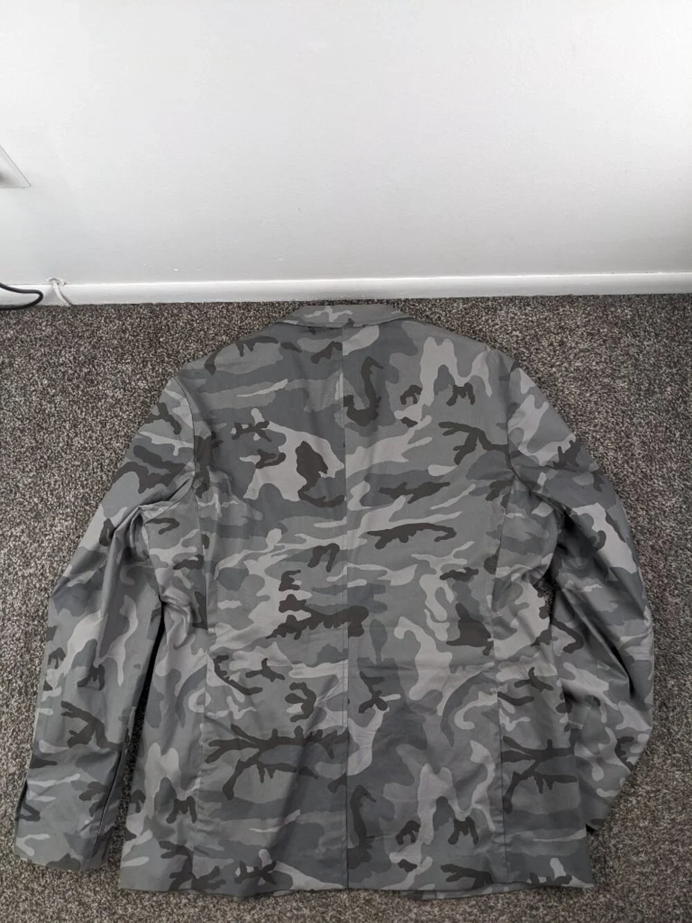 Massif Sport Coat Blazer Gray Camo 3D Stretch Cotton Blend Mens XL / 42